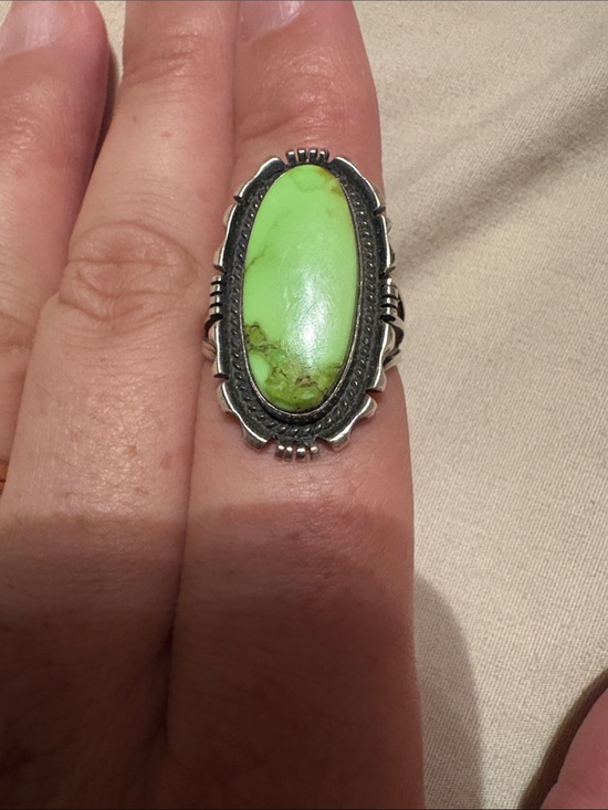 Jewelry - Running Bear 925 Sterling Silver Green Turquoise Southwestern Ring 8-8 1/2